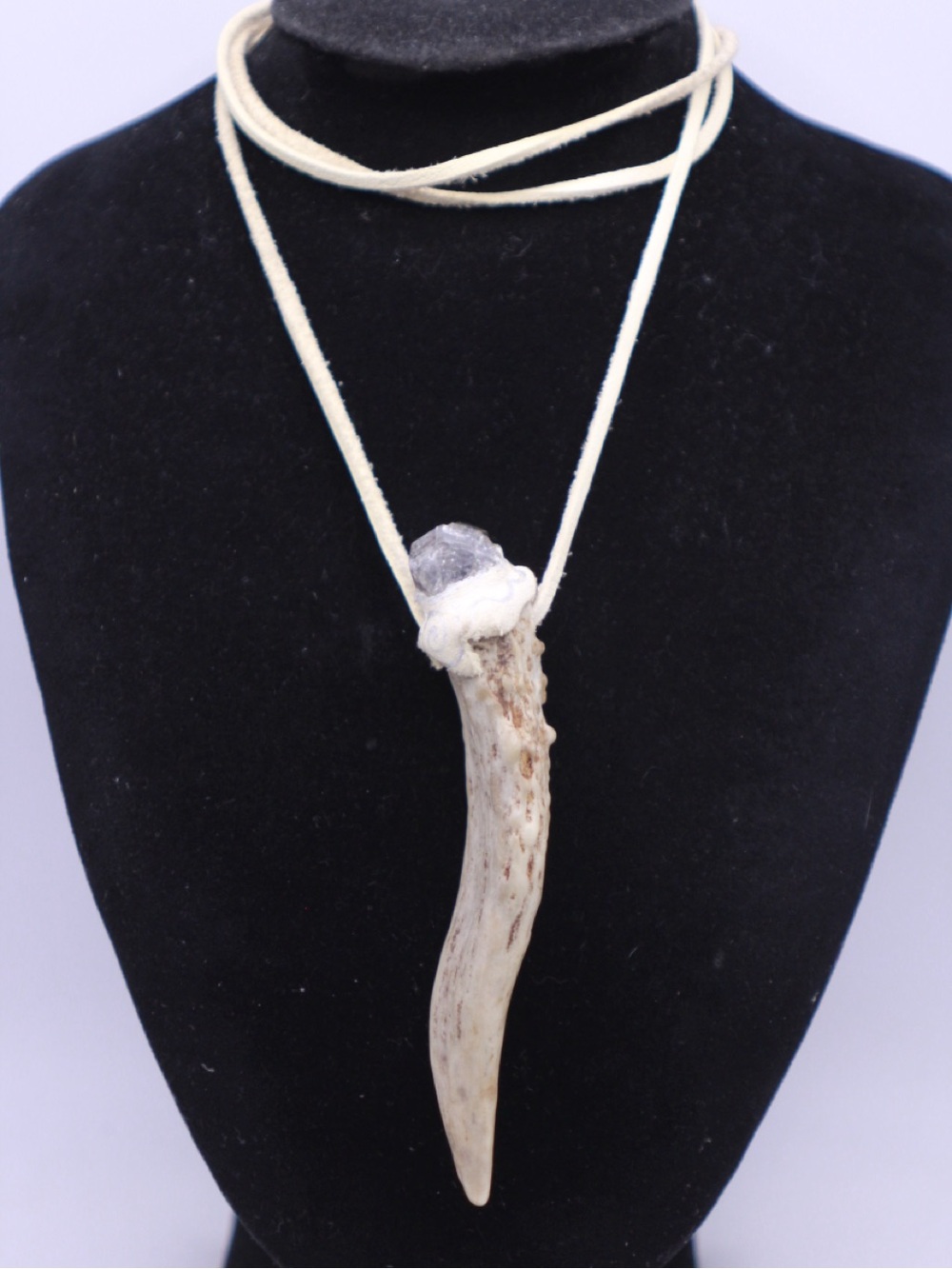 Handcrafted Antler and gemstone Top Pendant Necklace 34”